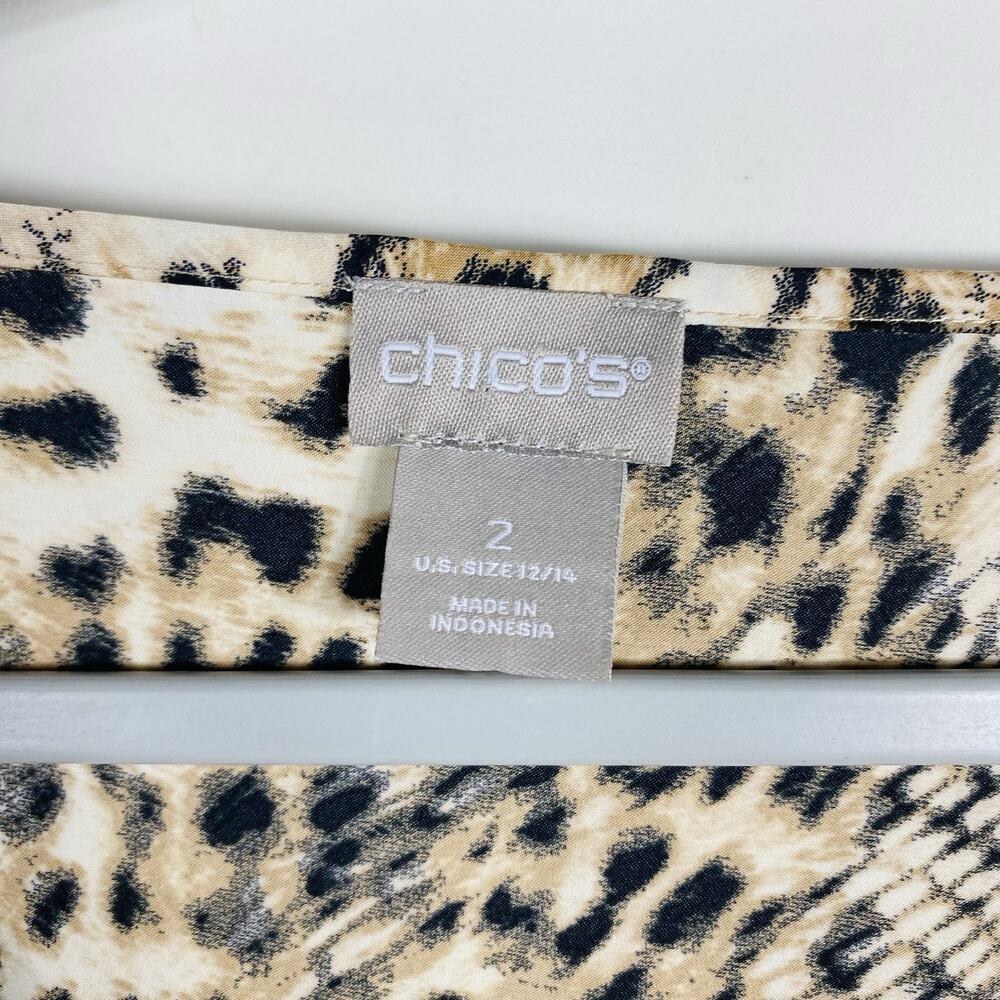 Chico's Top Large 2 12 Snakeskin Print V-Neck Dolman Sleeve Pullover Blouse - Picture 5 of 6